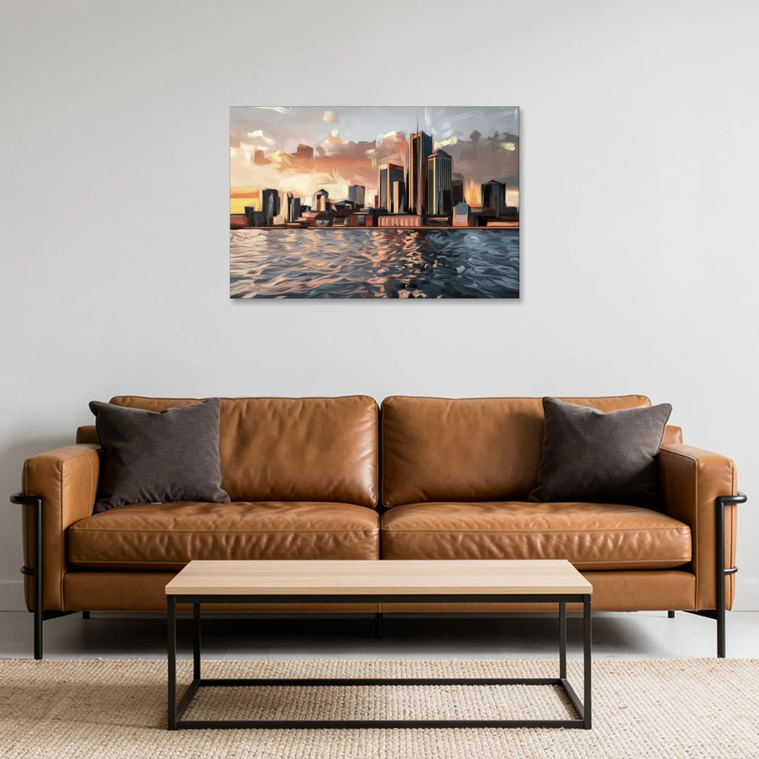 Detroit Cityscape Photography - Canvas Wall Art - Sofa - 36x24