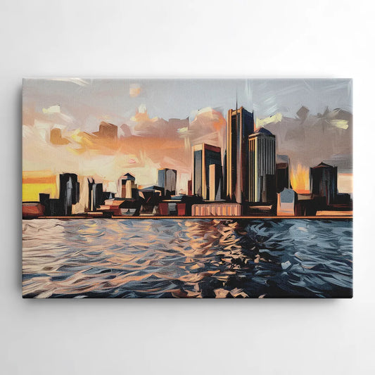 Detroit Cityscape Photography - Canvas Wall Art
