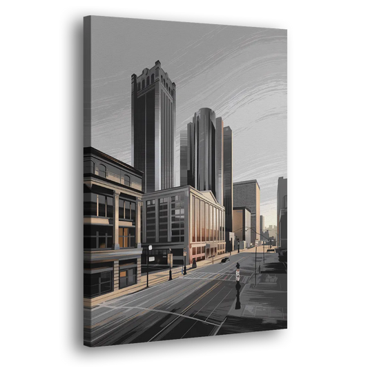 Detroit Downtown Streets Side - Canvas Wall Art