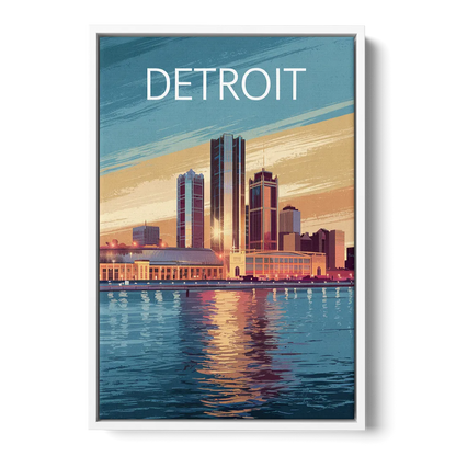 Detroit Historic Landmarks Front - White Canvas Wall Art