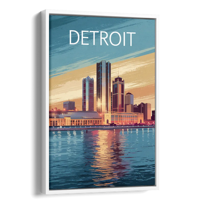 Detroit Historic Landmarks Side - White Canvas Wall Art