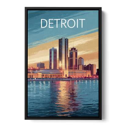 Detroit Historic Landmarks Front - Black Canvas Wall Art