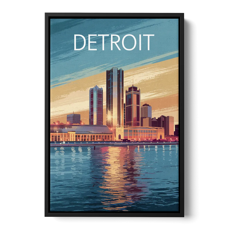 Detroit Historic Landmarks Front - Black Canvas Wall Art