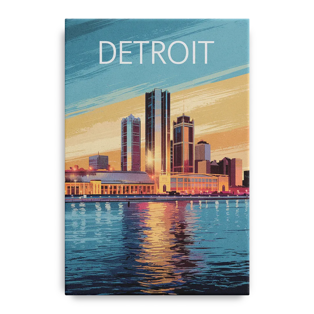 Detroit Historic Landmarks Front - Canvas Wall Art