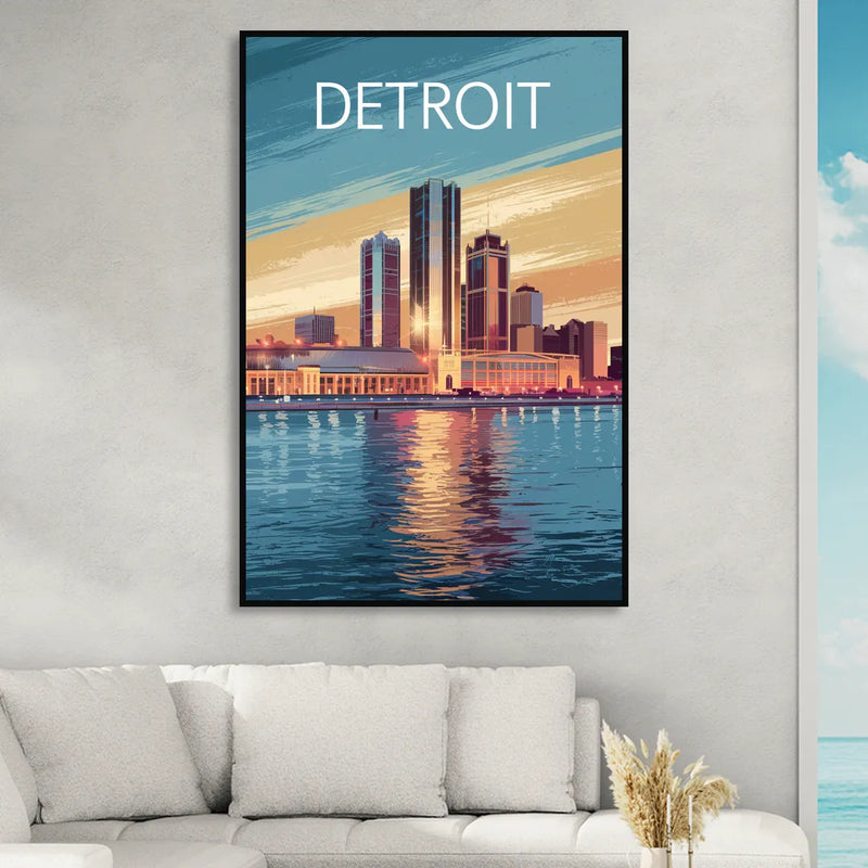Detroit Historic Landmarks Sitting Room - Black Canvas Wall Art