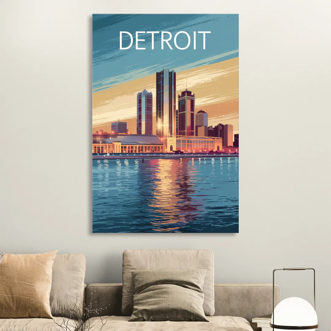 Detroit Historic Landmarks Living Room - Canvas Wall Art
