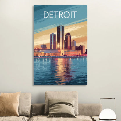 Detroit Historic Landmarks Living Room - Canvas Wall Art