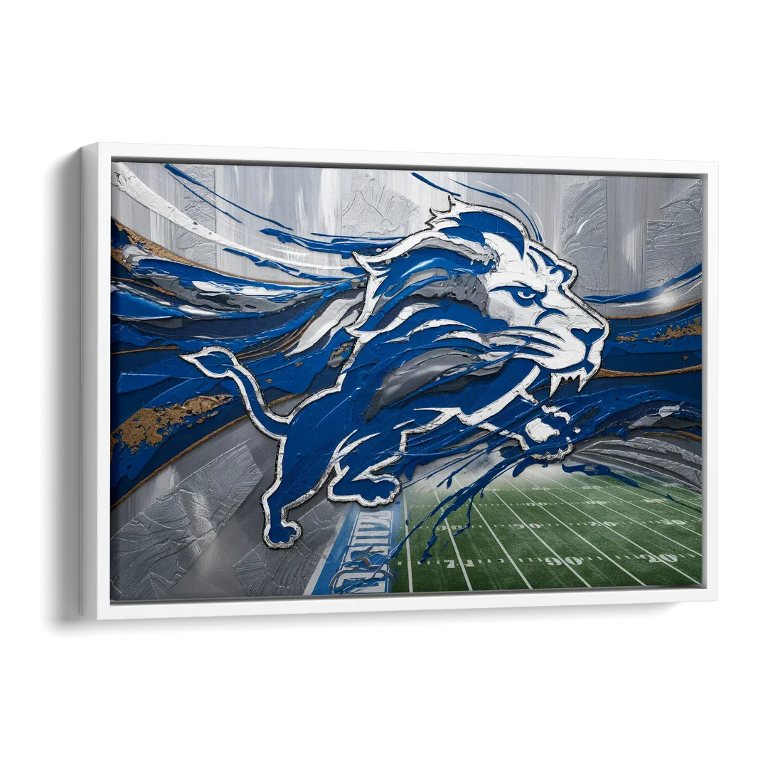 Detroit Lions Football Side - White Canvas Wall Art