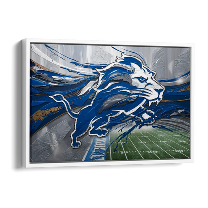 Detroit Lions Football Side - White Canvas Wall Art