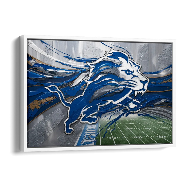 Detroit Lions Football Side - White Canvas Wall Art