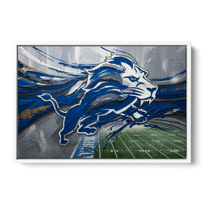 Detroit Lions Football Front - White Canvas Wall Art
