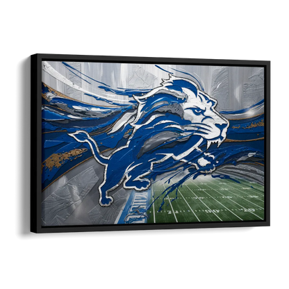 Detroit Lions Football Side - Black Canvas Wall Art