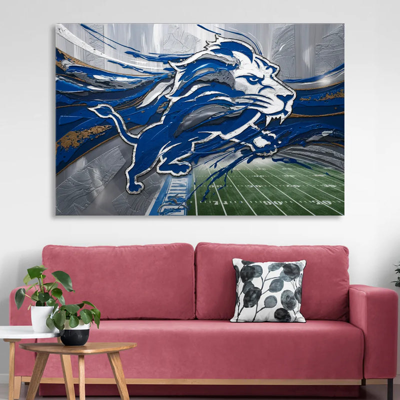 Detroit Lions Football Sitting Room - Canvas Wall Art