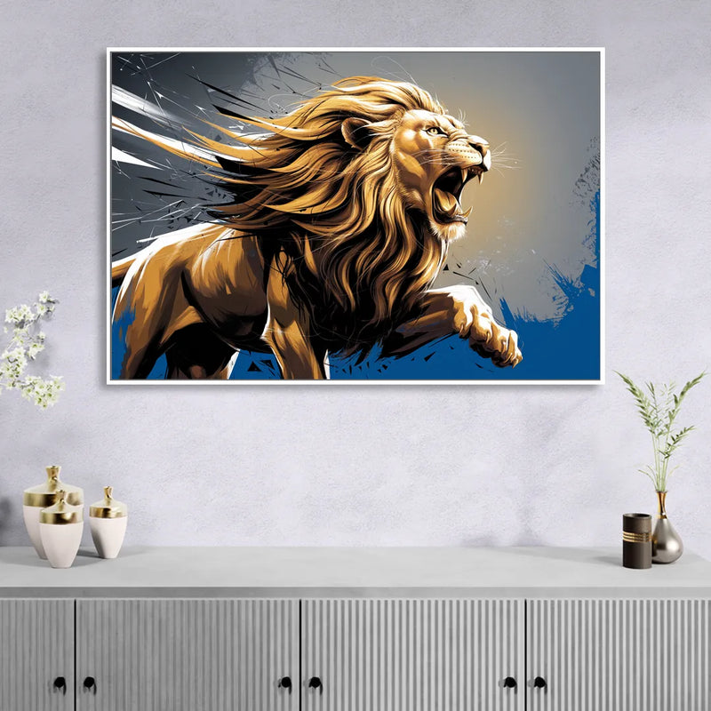 Detroit Lions Pride Sitting Room - White Canvas Wall Art