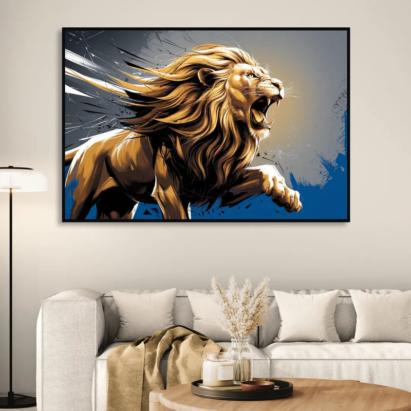 Detroit Lions Pride Sitting Room - Black Canvas Wall Art