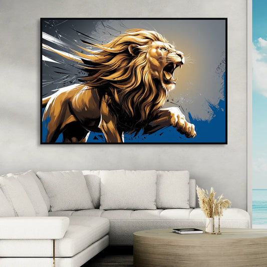Detroit Lions Pride Living Room - Black Canvas Wall Art
