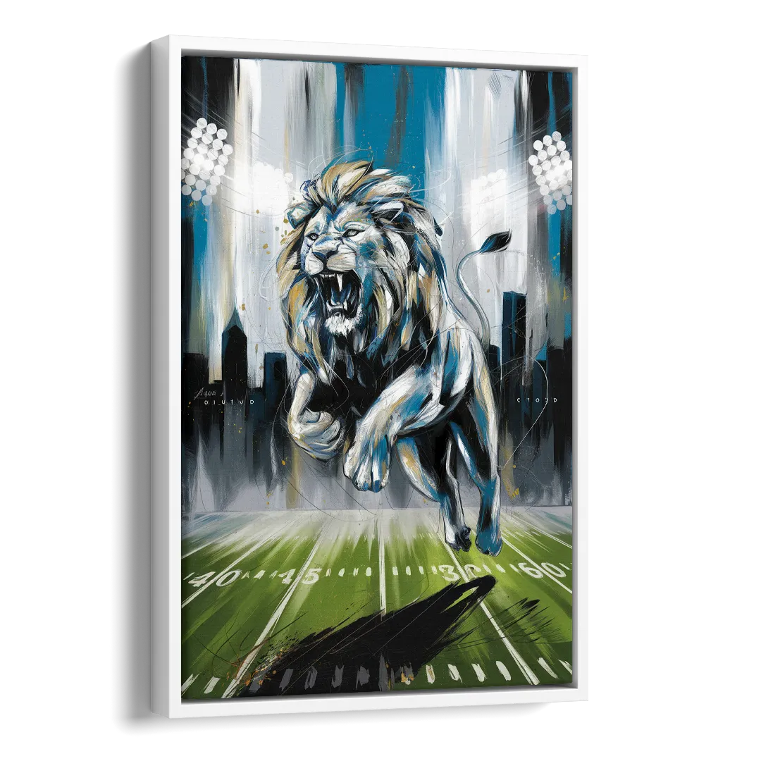 Detroit Lions Team Spirit Side - White Canvas Wall Art