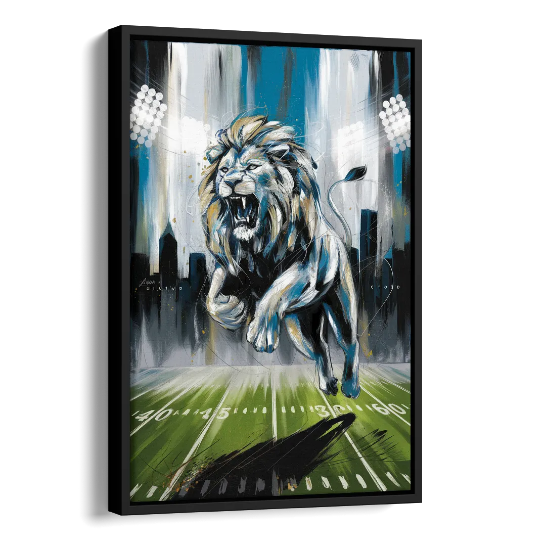 Detroit Lions Team Spirit Side - Black Canvas Wall Art