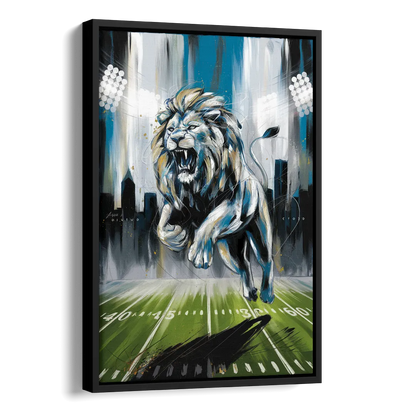 Detroit Lions Team Spirit Side - Black Canvas Wall Art