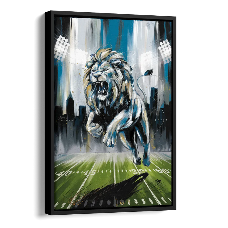 Detroit Lions Team Spirit Side - Black Canvas Wall Art