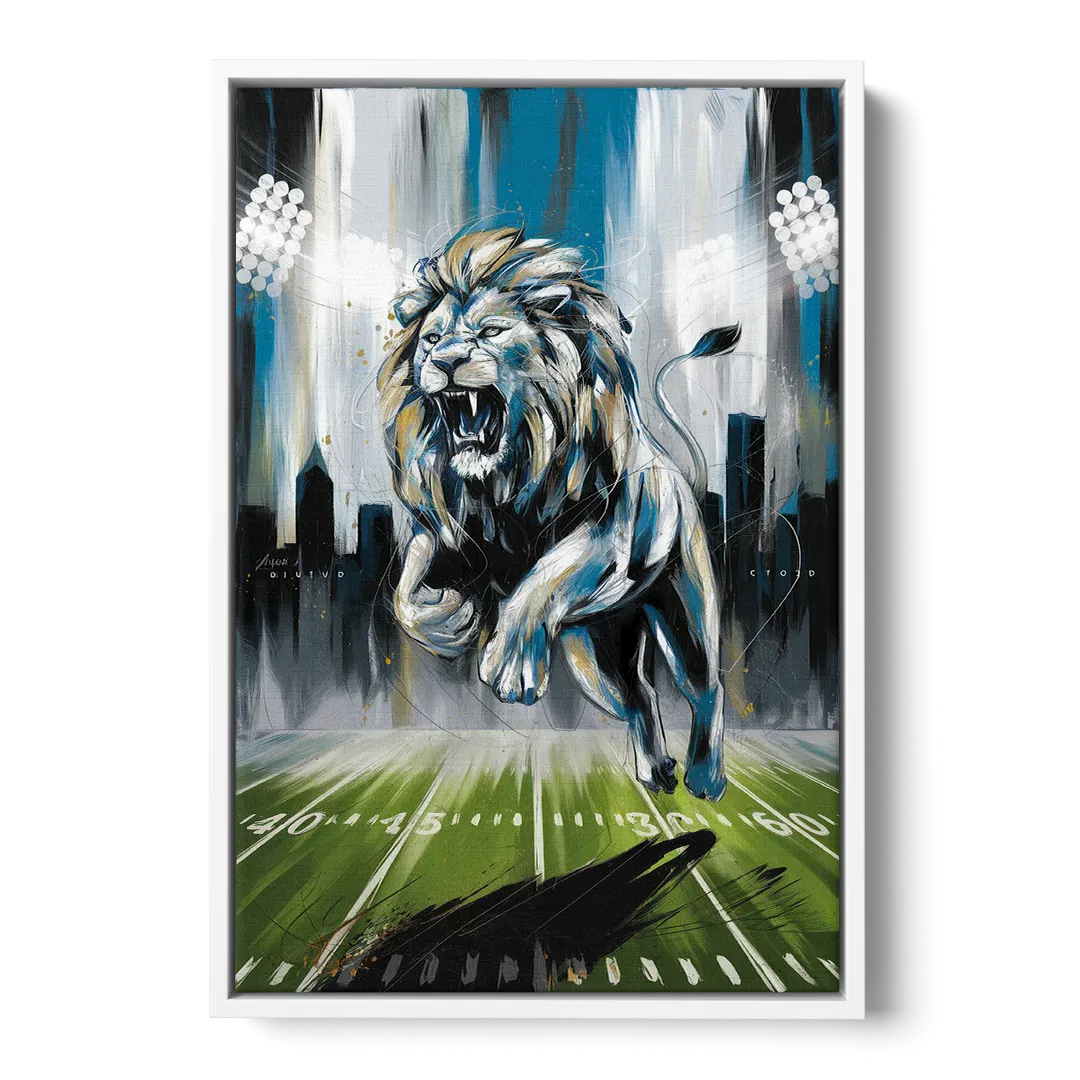 Detroit Lions Team Spirit Front - White Canvas Wall Art