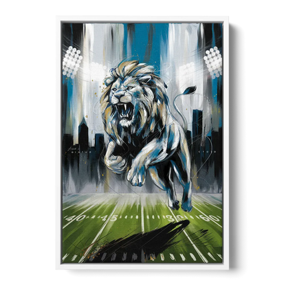 Detroit Lions Team Spirit Front - White Canvas Wall Art