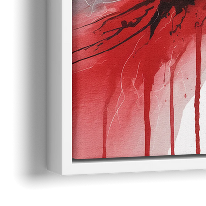 Detroit Red Wings Abstract Watercolor Art with Dynamic Elements - Close-Up White Frame Canvas