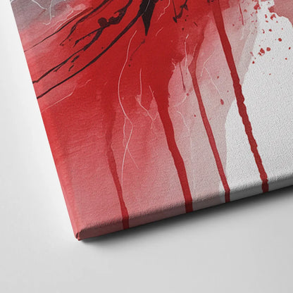 Detroit Red Wings Abstract Watercolor Art with Dynamic Elements Canvas Close Up