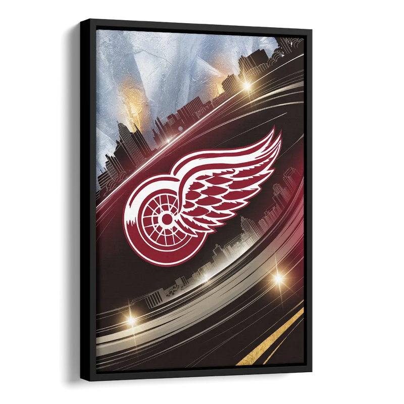 Detroit Red Wings Legacy Side - Black Canvas Wall Art