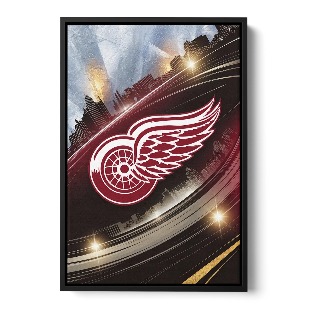 Detroit Red Wings Legacy Front - Black Canvas Wall Art