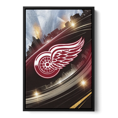 Detroit Red Wings Legacy Front - Black Canvas Wall Art