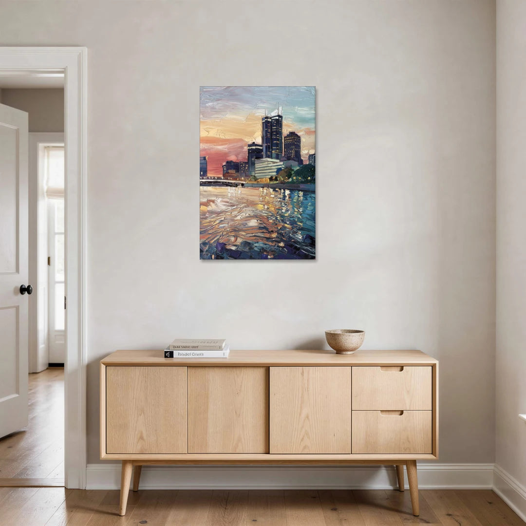 Detroit Riverfront View - Canvas Wall Art - Coffee Table - 24x36