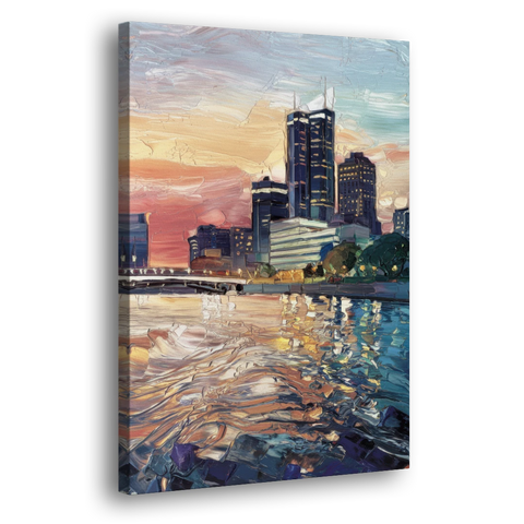 Detroit Riverfront View - Canvas Wall Art - Side