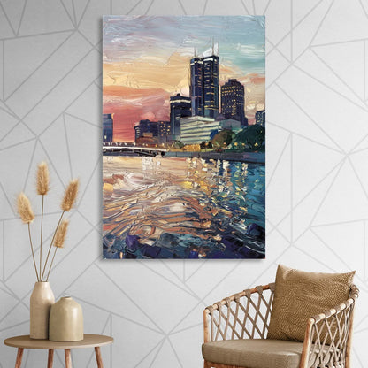 Detroit Riverfront View Sitting Room - Canvas Wall Art