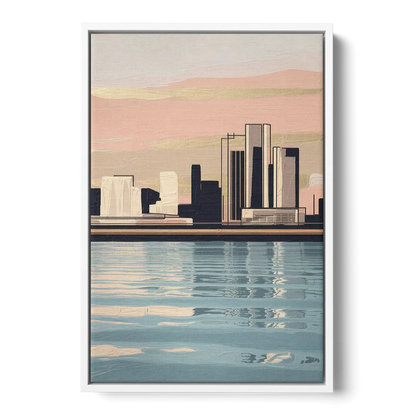 Detroit Riverwalk Serenity Front - White Canvas Wall Art