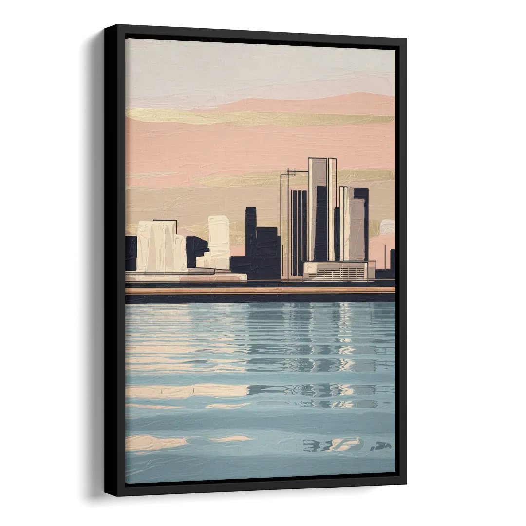 Detroit Riverwalk Serenity Side - Black Canvas Wall Art