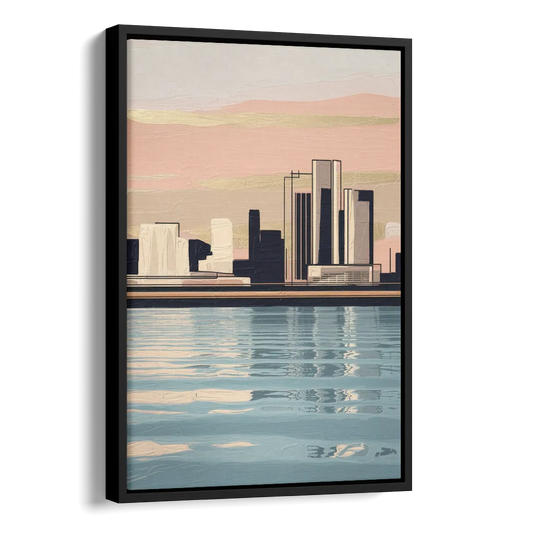 Detroit Riverwalk Serenity Side - Black Canvas Wall Art