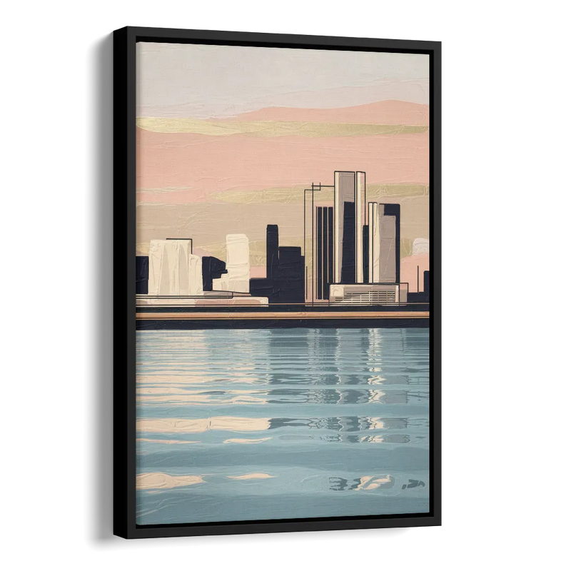 Detroit Riverwalk Serenity Side - Black Canvas Wall Art