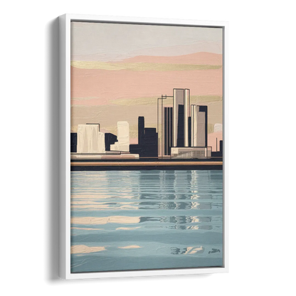 Detroit Riverwalk Serenity Side - White Canvas Wall Art