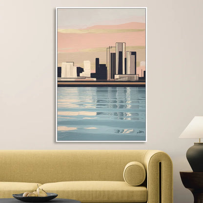 Detroit Riverwalk Serenity Sitting Room - White Canvas Wall Art