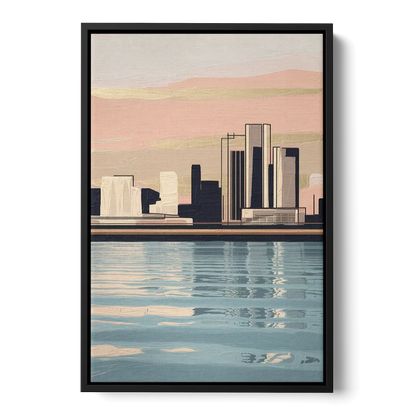 Detroit Riverwalk Serenity Front - Black Canvas Wall Art