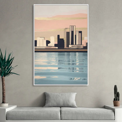 Detroit Riverwalk Serenity Living Room - White Canvas Wall Art