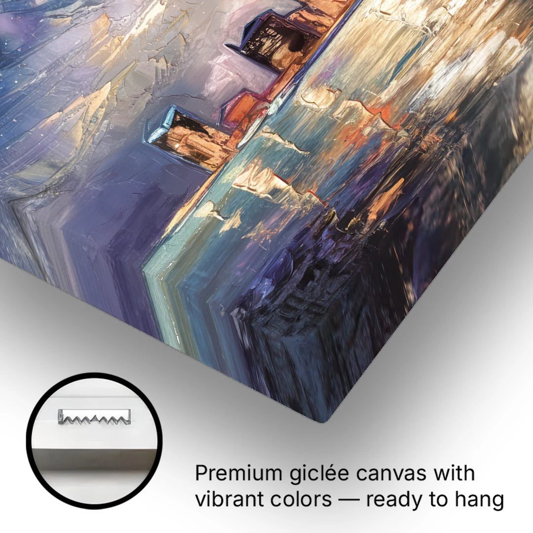 Detroit Skyline And Stars - Canvas Wall Art - Gallery Wrap Corner