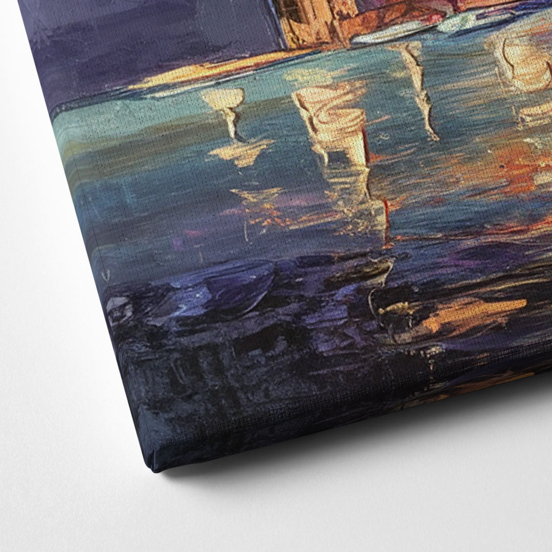 Detroit Skyline And Stars Canvas Close Up