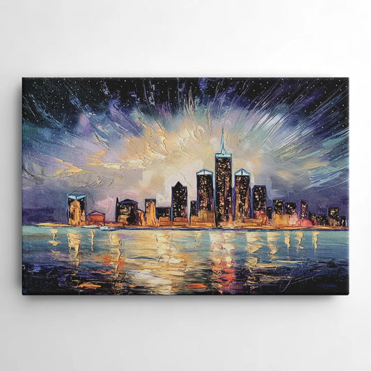 Detroit Skyline And Stars - Canvas Wall Art