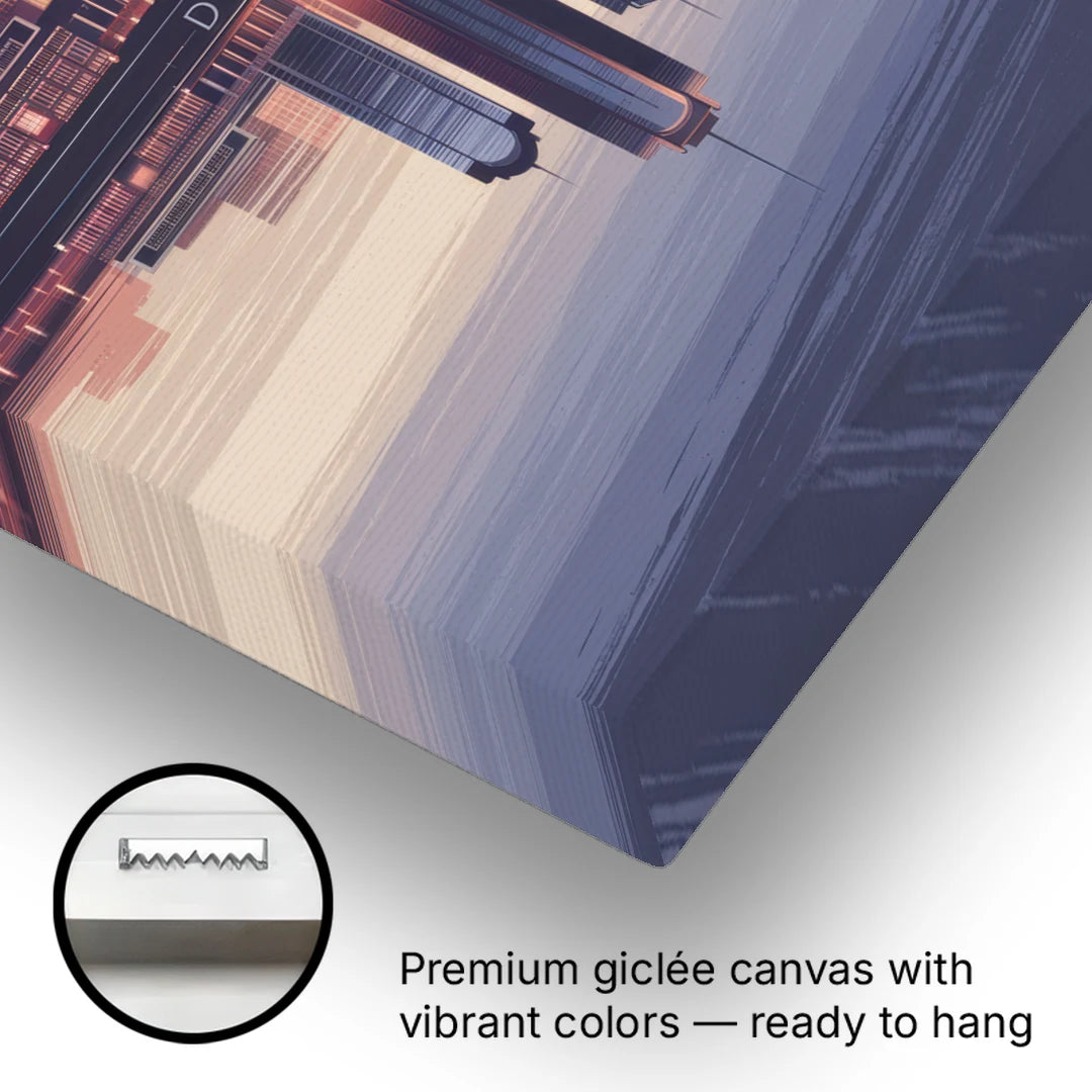 Detroit Skyline Reflections - Canvas Wall Art - Gallery Wrap Corner