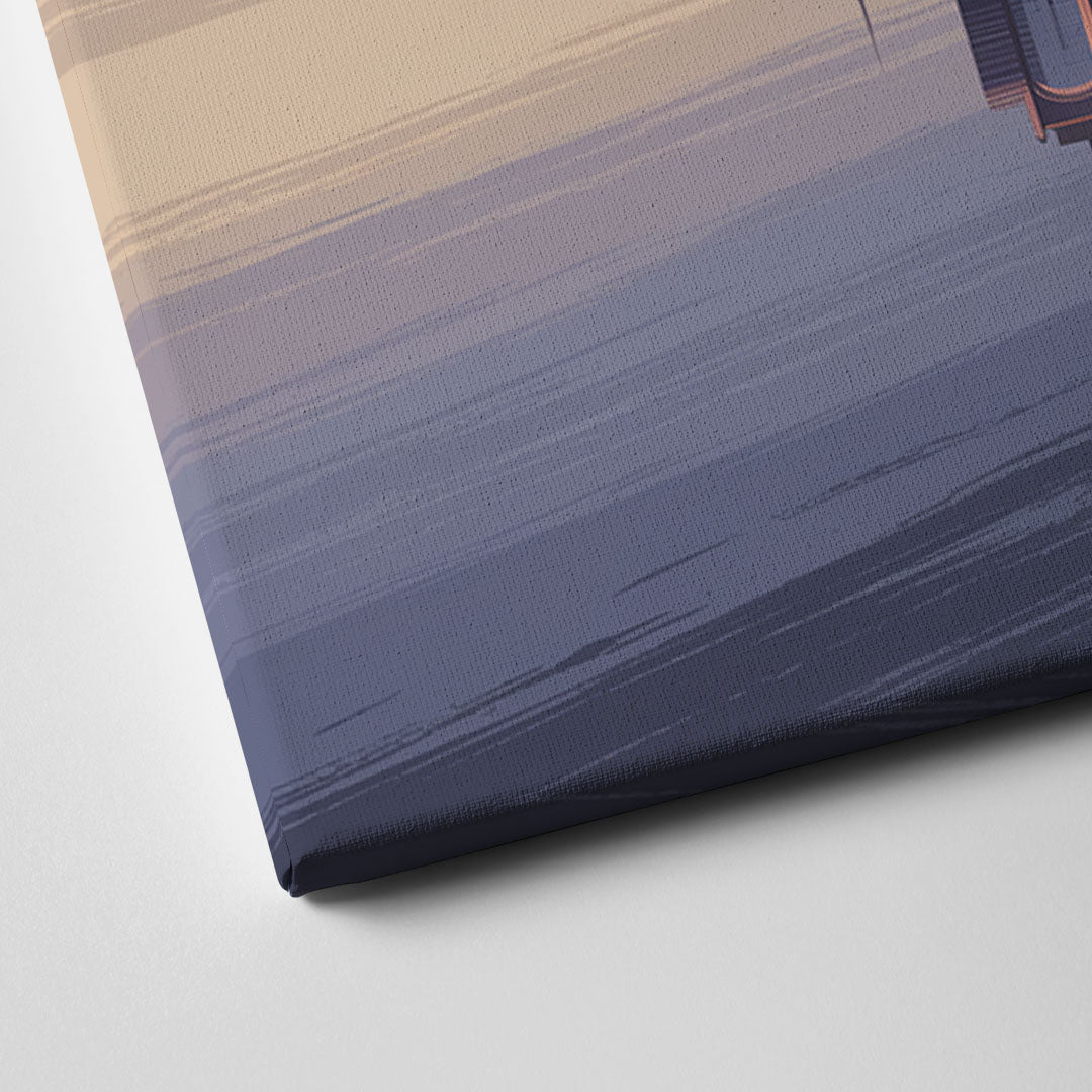 Detroit Skyline Reflections Canvas Close Up