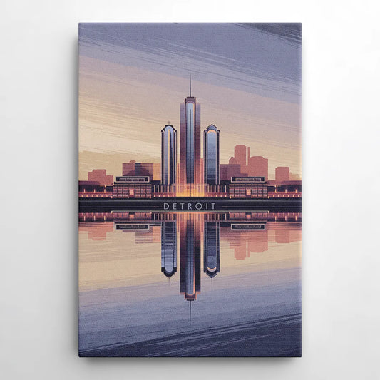 Detroit Skyline Reflections - Canvas Wall Art