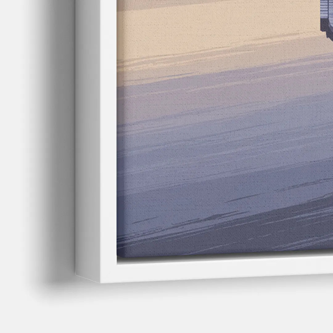 Detroit Skyline Reflections - Close-Up White Frame Canvas