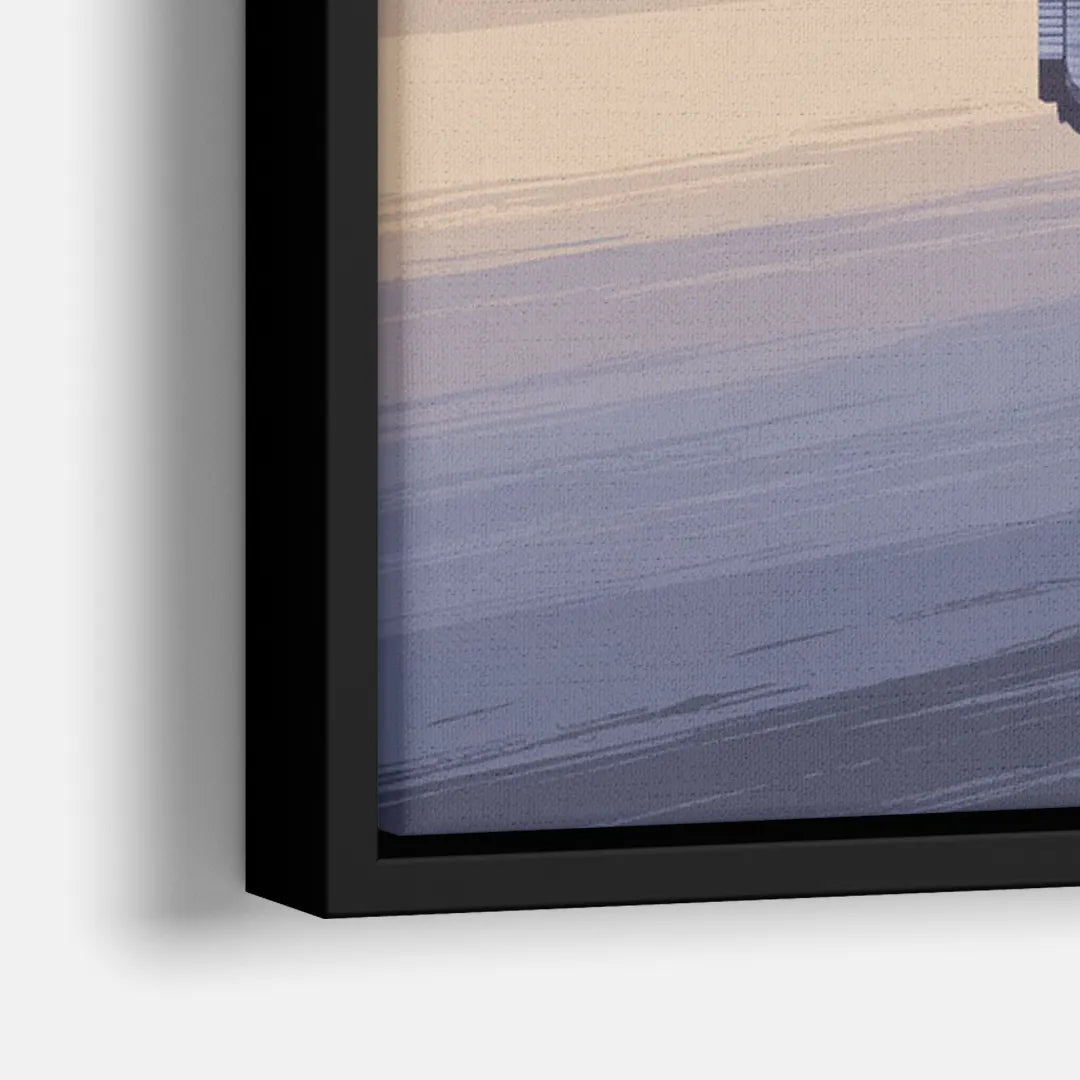 Detroit Skyline Reflections - Close-Up Black Frame Canvas